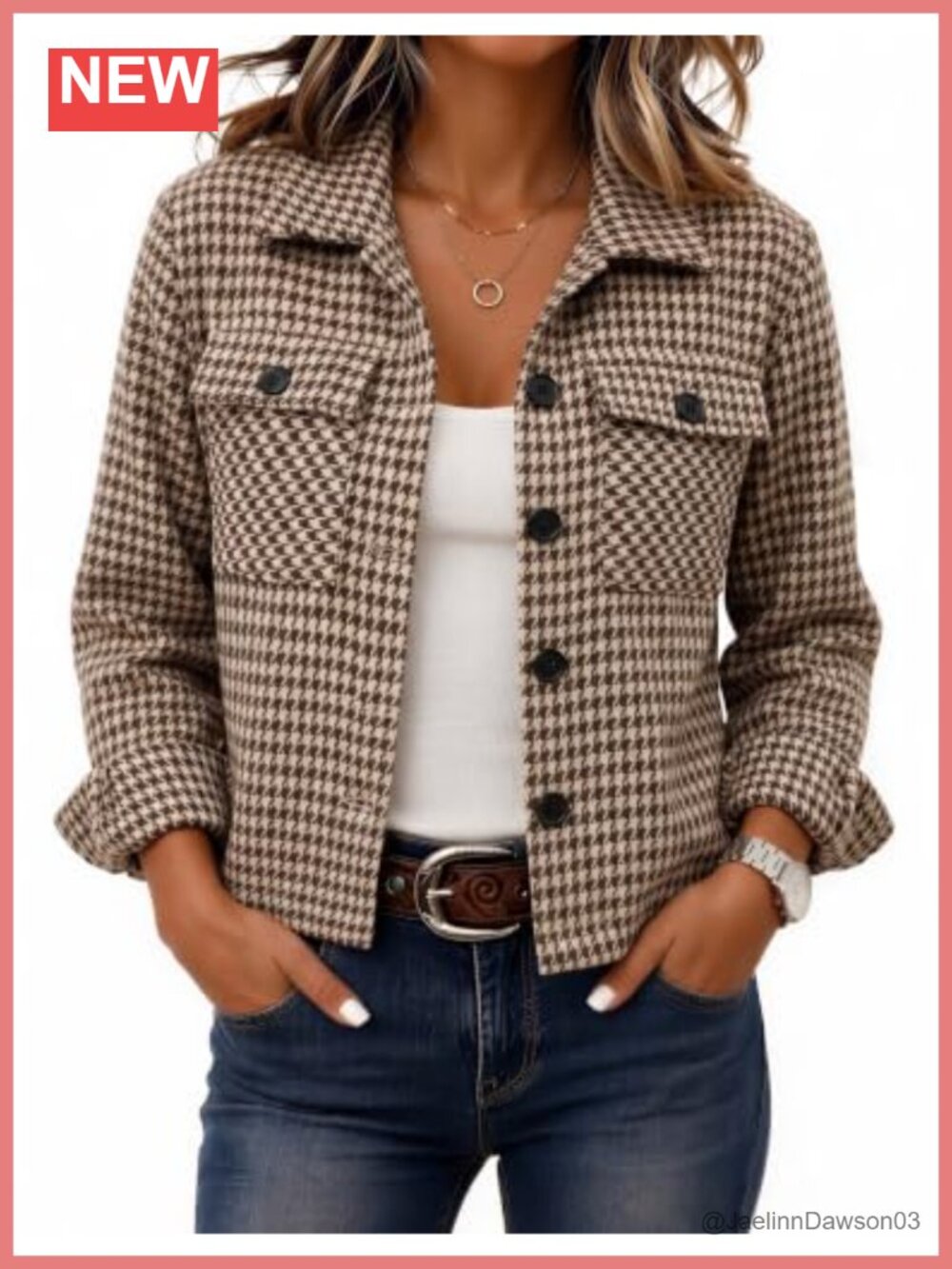 Cropped Plaid Flannel Shacket Button Down Jacket Loose Fit Fall Coat